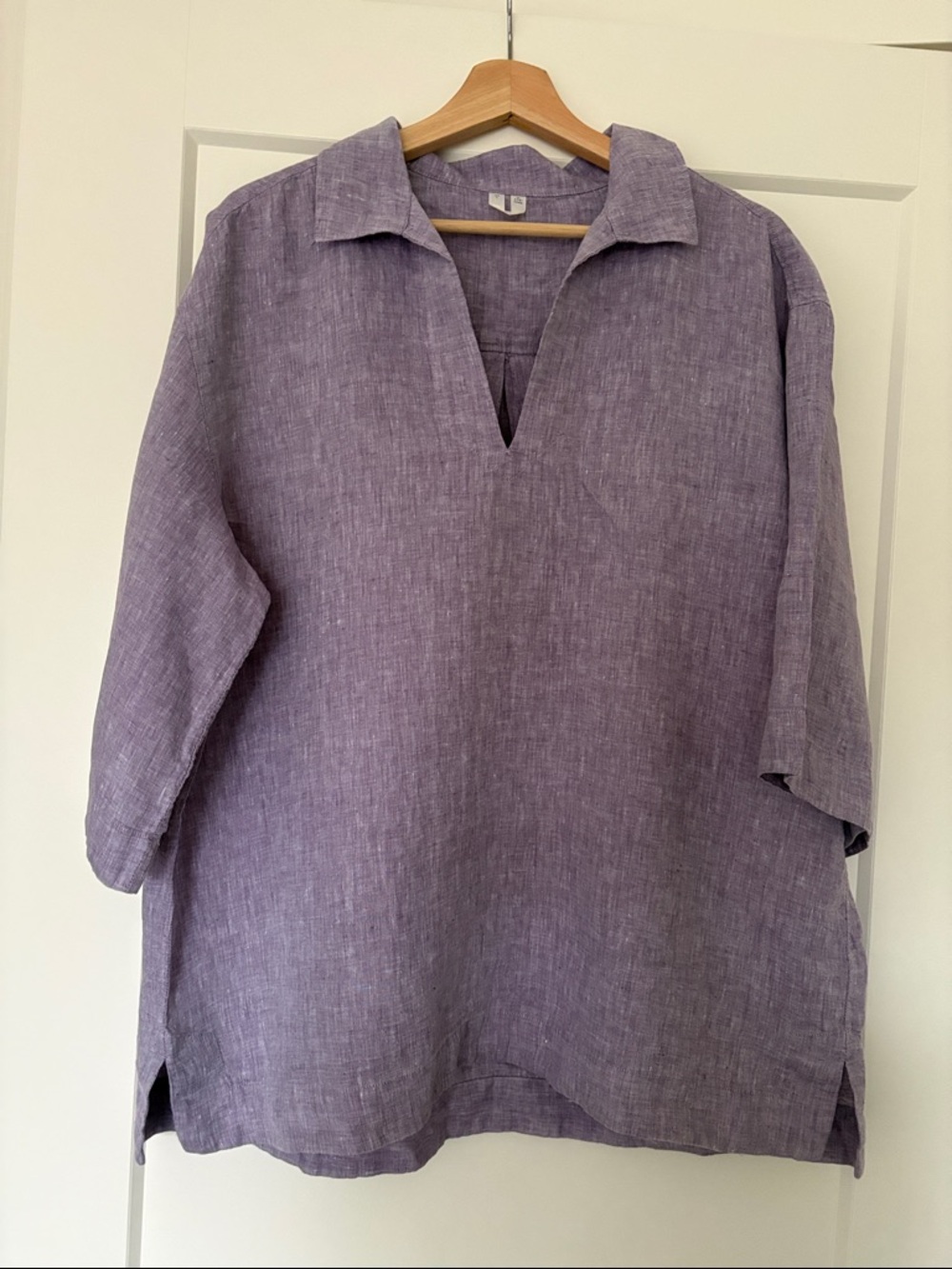 Arket Purple Linen Split-V Tunic